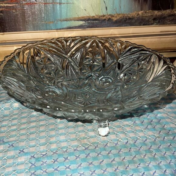 Footed Cut Glass Bowl - Picture 1 of 6